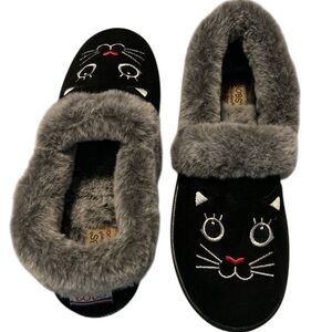 Black Cat Embroidered Bobs from Skechers Memory Foam